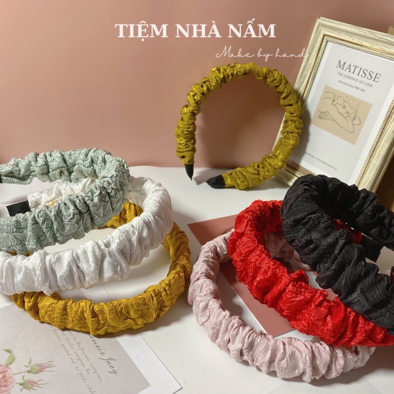 🎀 BỜM CÀI TÓC NHÚN VẢI GẤM TAFTA CAO CẤP TẾT - [ Nhà Nấm handmade ]