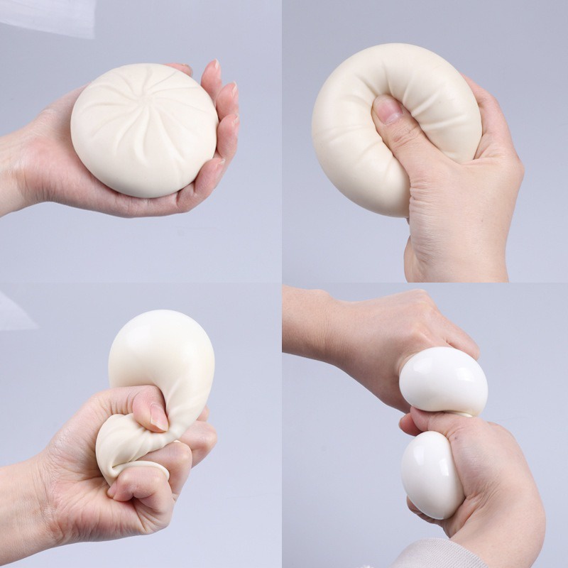Đồ chơi Squishy hình bánh bao có hộp như hình chậm tăng giá rẻ dễ thương màu trắng gudetama