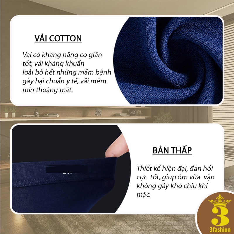Combo Quần Boxer Nam Icon Eagle Vải Cotton Cao Cấp Mềm Kháng Khuẩn Viền Mỏng - MSP 915