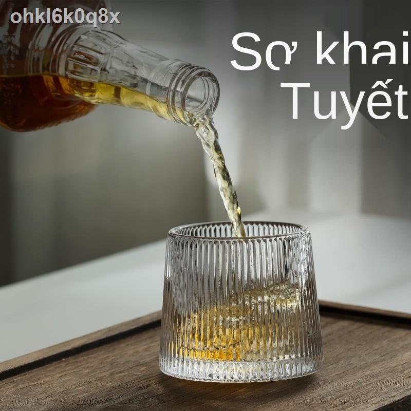 ✒ ﺴ ♞Gia đình xoay thủy tinh pha lê ly rượu trong gió whisky giá trị cao ánh sáng ngoại sang trọng cốc