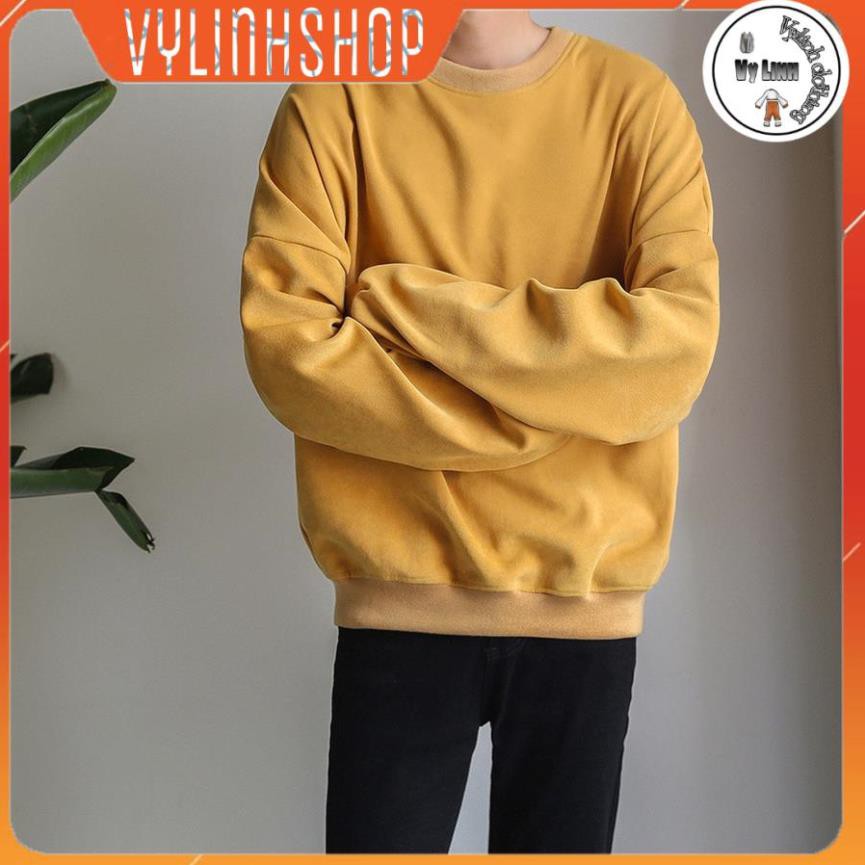 Áo sweter VYLINHSHOP áo nỉ trơn dài tay cổ tròn nam nữ unisex basic bo gấu dày ấm nhiều màu size XS-XL