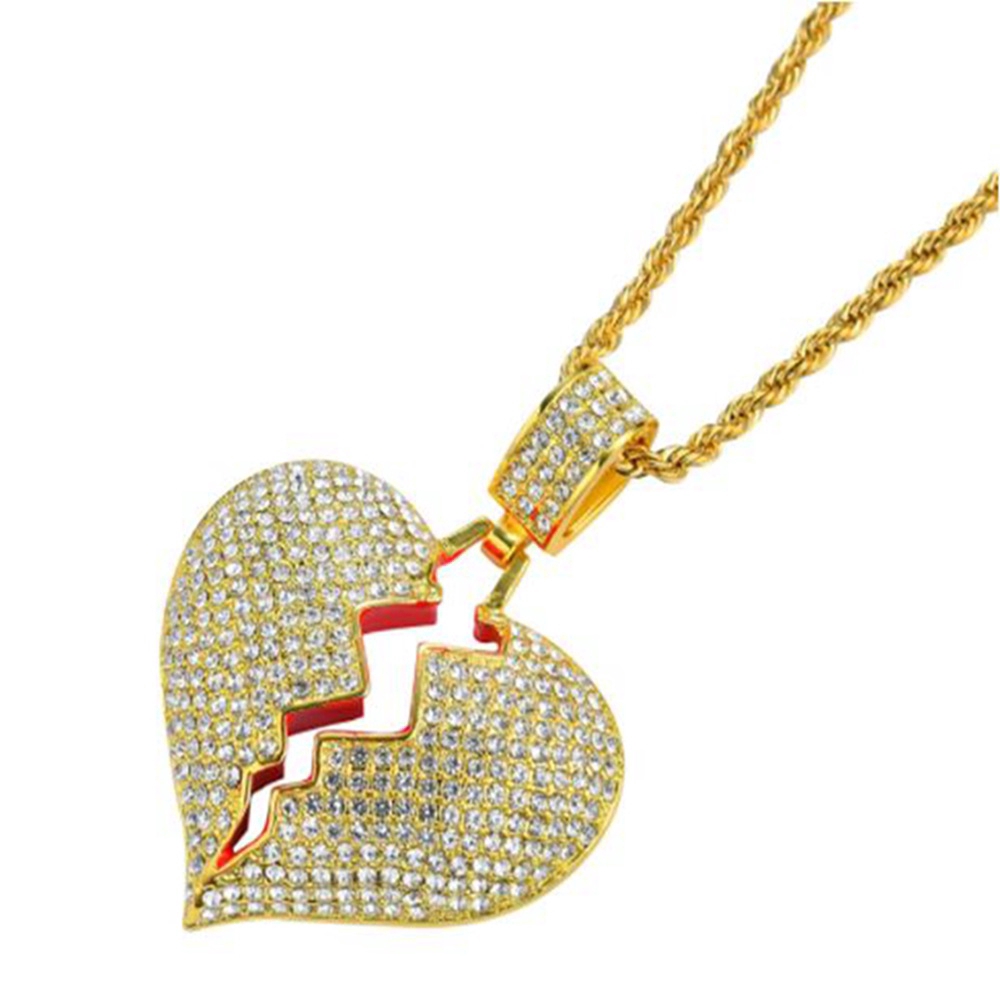 Personality Broken Heart New Men And Women Couples Pendant, Hip Hop Necklace, Alloy Model