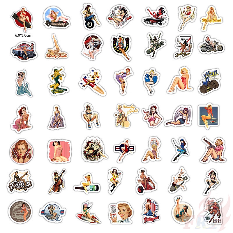 ❉ Retro Junk Journal Beauty Series 03 Pin-Up Girls Stickers ❉ 49Pcs/Set Fashion DIY Mixed Decals Doodle Stickers