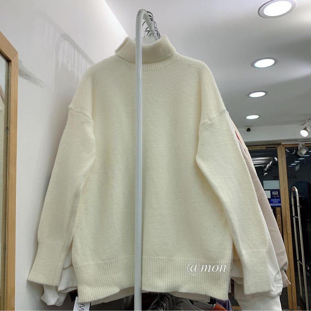 2101033 Áo len cổ lọ - áo len lông thỏ mịn, áo len nữ cổ cao thời trang ulzzang freesize