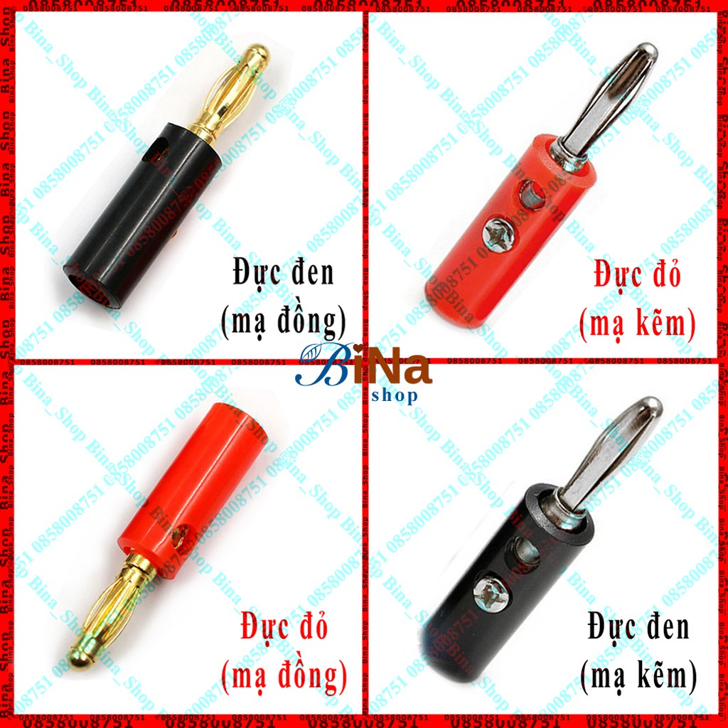 Jack bắp chuối 4mm chuôi cắm đực cái tự chọn