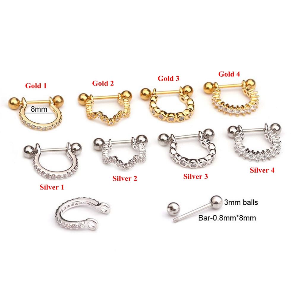 Khuyên xỏ sụn tai bằng thép y tế nhiều màu sắc thời trang cho nữ