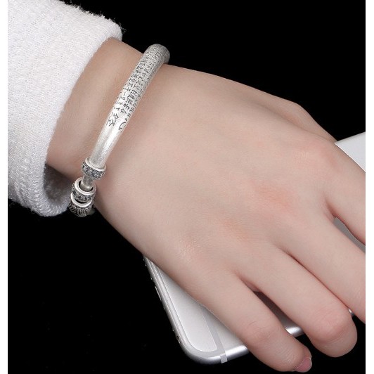 Vòng Bạc S999 Chạm OmmaniPamehum và Bát Nhã Tâm Kinh