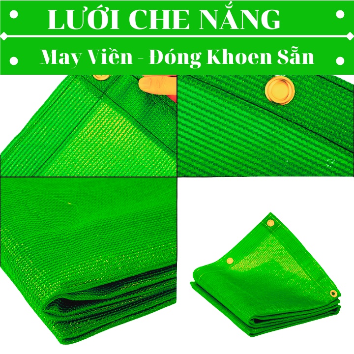 [ 2x4 MÀU XANH LÁ ] Lưới Che Nắng - May Viền Đóng Khoen Sẵn - Nhựa Nam Việt
