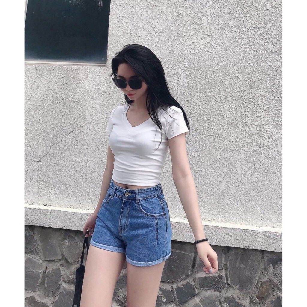 THF ÁO CROPTOP CỔ TIM THUN GÂN