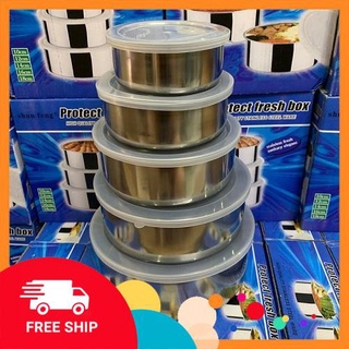 [FREE SHIP] Bộ 5 hộp inox đựng đồ ăn trong tủ lạnh