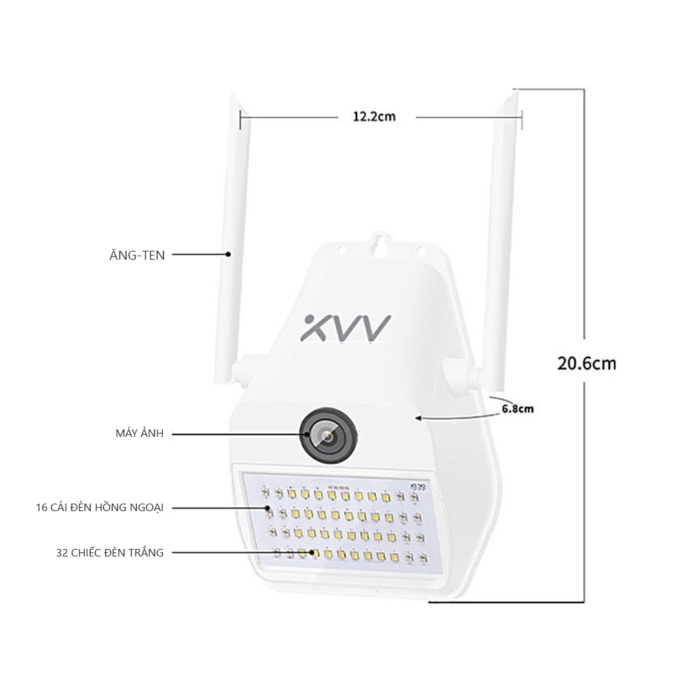 Camera Wifi Giám Sát Xiaovv By V380 D7 2MP 1080P HD Ngoài Trời Camera IP Không Dây Nhìn Ban Đêm Máy Ảnh Camera An Ninh