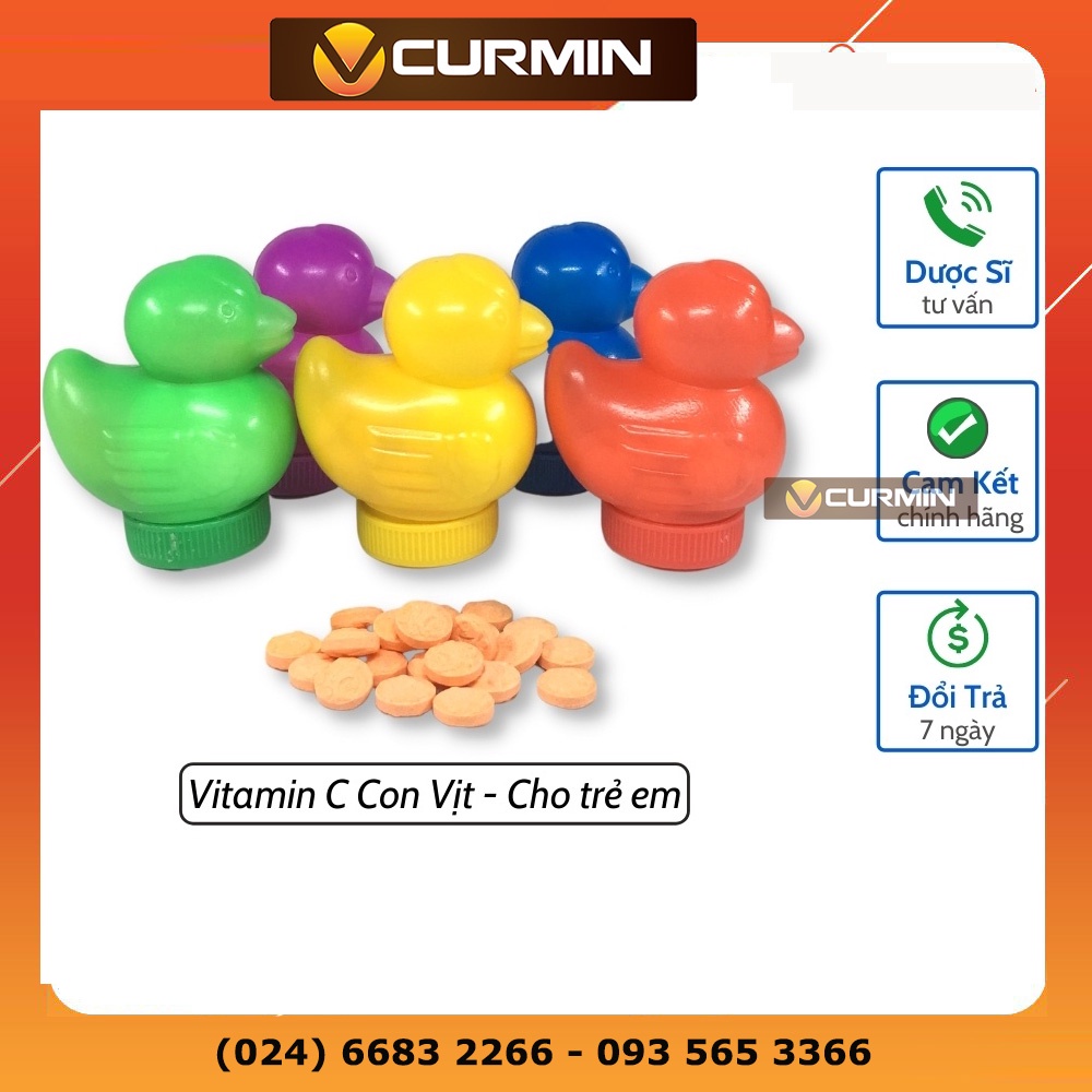 Kẹo ngậm vitamin C con vịt cho bé, Lọ 24v cung cấp vitamin bổ sung khoáng chất