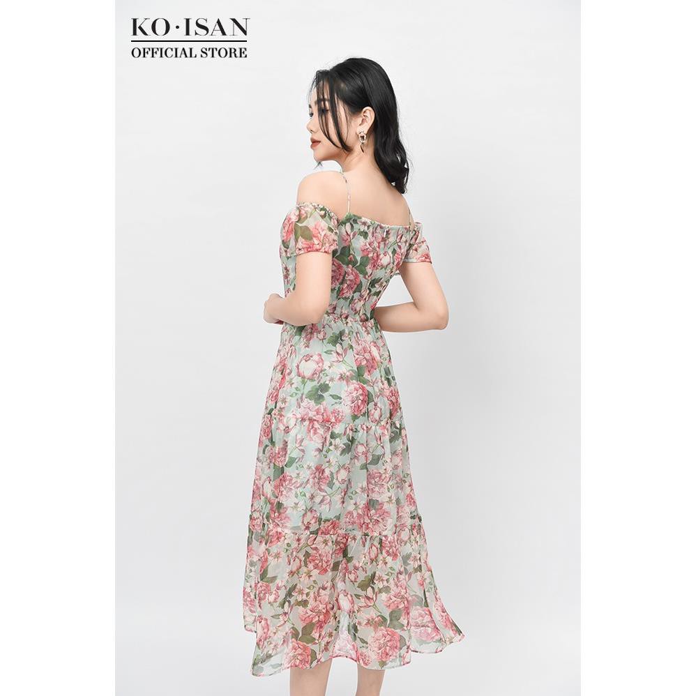 Đầm hai dây nữ KO-ISAN vải chiffon mỏng nhẹ, họa tiết hoa nhí thanh lịch nhiều màu sắc - 21056503 đẹp