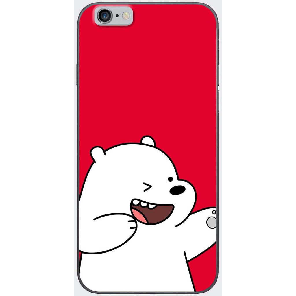 Ốp lưng nhựa dẻo IPhone 6, IPhone 6 Plus Gấu trắng nền đỏ