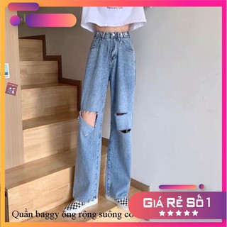 Quần baggy ống rộng suông có nút chỉnh eo leedaa