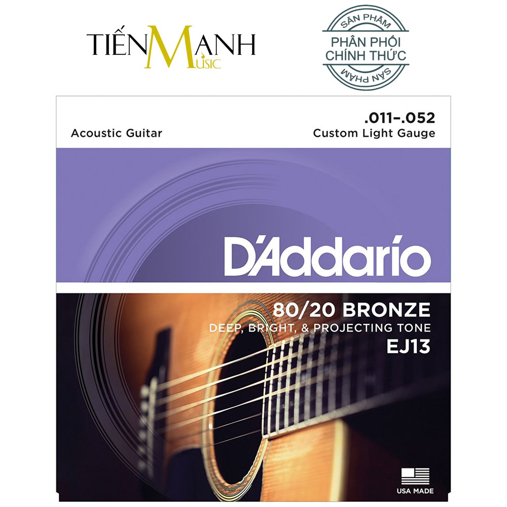 [Chính Hãng] D'Addario EJ10, EJ11, EJ12, EJ13 - Bộ Dây Đàn Ghi-ta 80/20 Bronze Acoustic Guitar DAddario