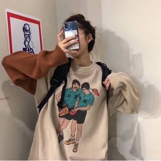 (a52) áo len ulzzang 2 màu freesize(kèm ảnh khách)