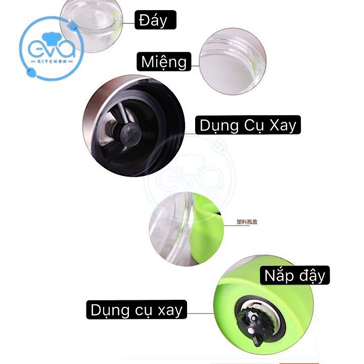 Dụng cụ xay tiêu cầm tay bằng thủy tinh thiết kế nhỏ gon tiện lợi cho mọi gian bếp. Xay tiêu cầm tay