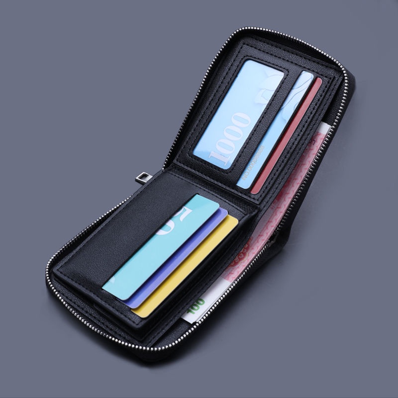 Ví cầm tay dáng ngắn chất liệu canvas có khóa kéo đa năng thời trang cho nam