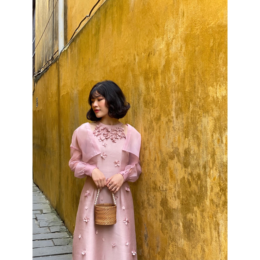 Đầm Yếm Cách Tân Kèm Áo Khoác Organza - Achelois
