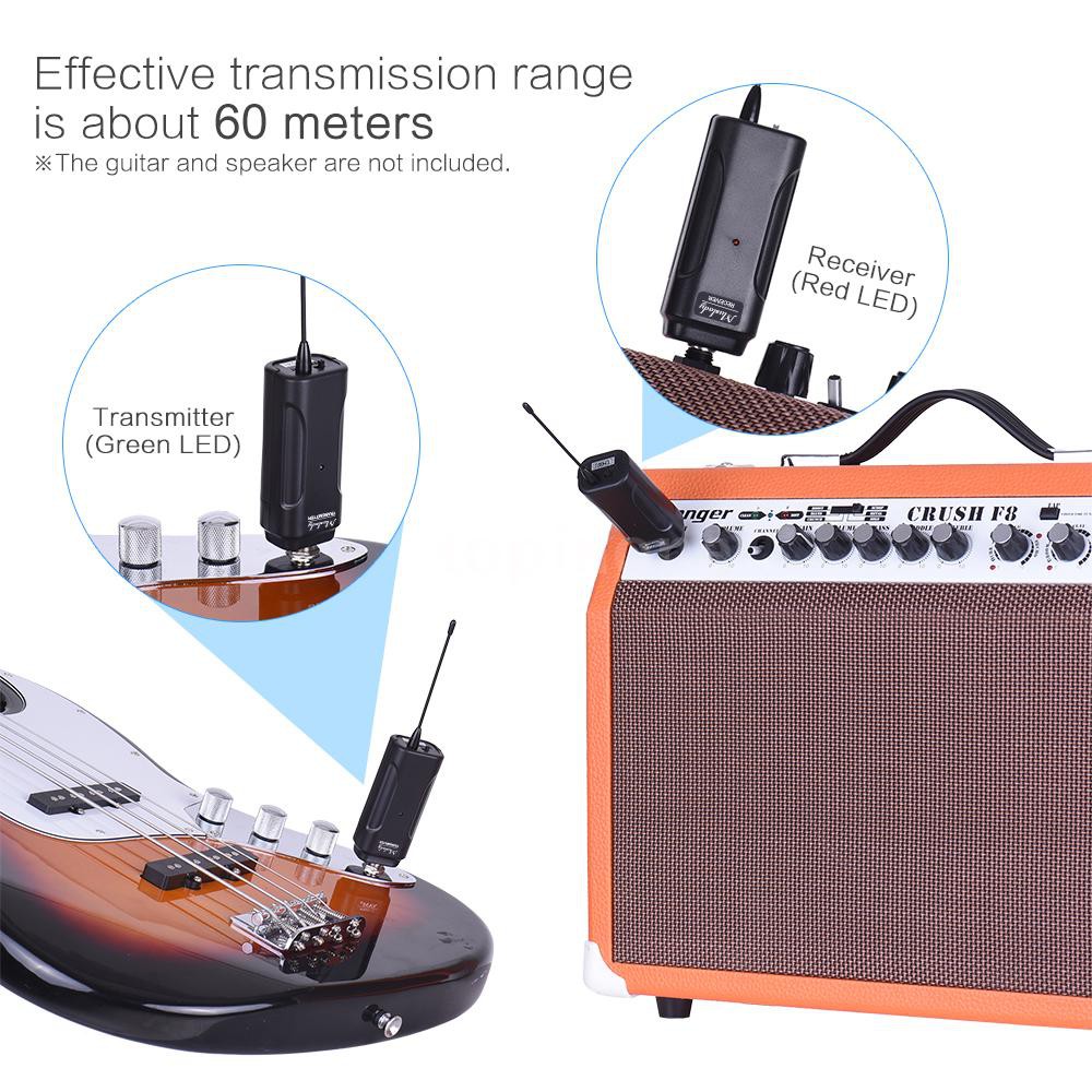 Bộ truyền nhận tín hiệu UHF không dây trong bán kính 60m cho đàn guitar điện