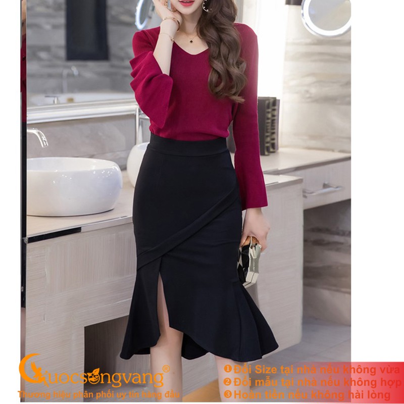 Chân váy công sở màu đen chân váy midi ôm GLV159 Cuocsongvang