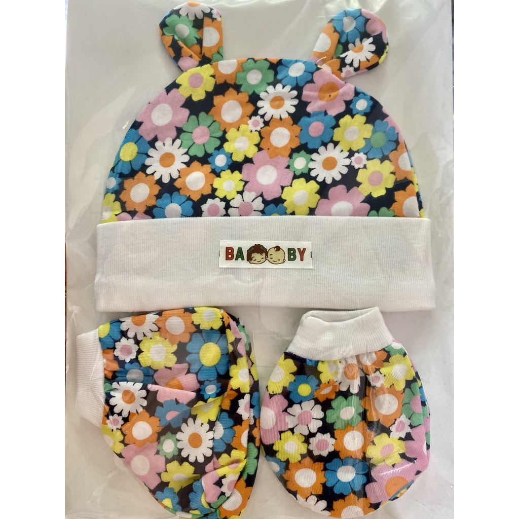 Set 02 Bộ Bao Tay Bao Chân Kèm Nón Họa Tiết Dễ Thương Cho bé