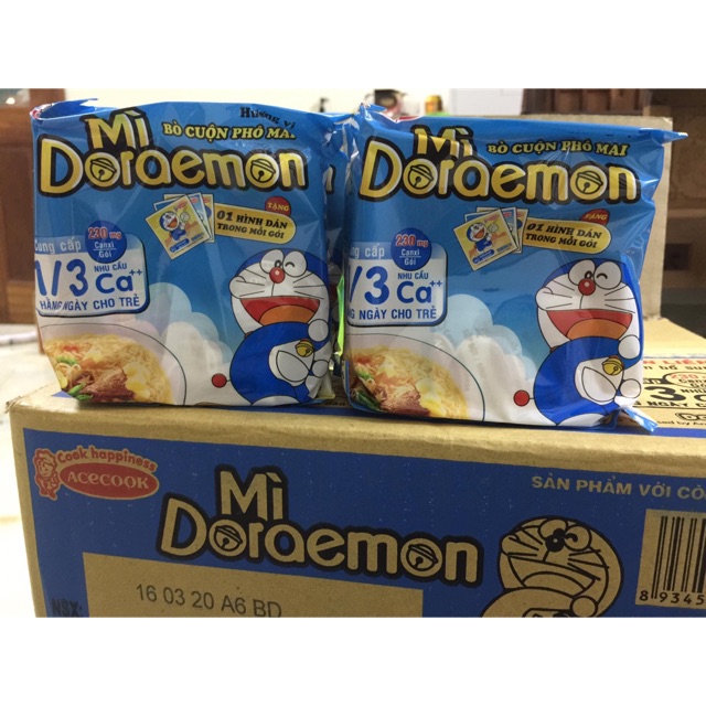 COMBO 2 GÓI MÌ BÒ CUỘN PHÔ MAI DORAEMON 62g