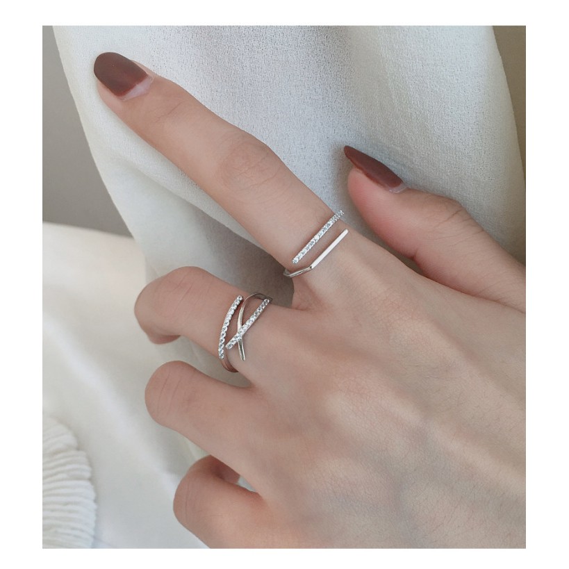 Combo 2 nhẫn nữ bạc 925 chính hãng cao cấp không gỉ bền bỉ trang sức CINLA N004