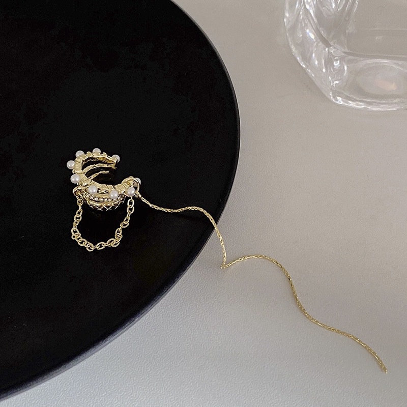 Bông Tai Dạng Kẹp Không Đau Nhiều Lớp Đính Ngọc Trai Cổ Điển