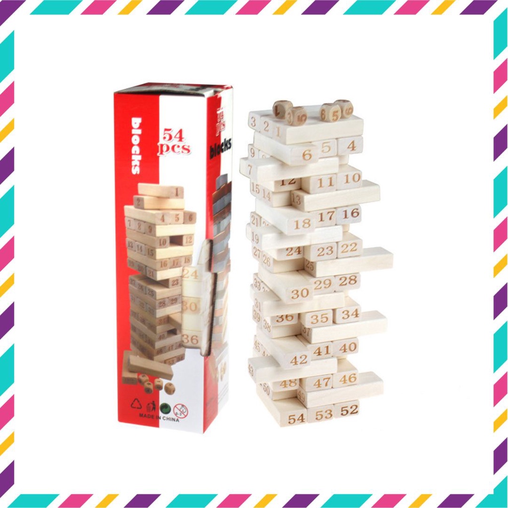 Đồ chơi rút gỗ, bộ rút gỗ 54 thanh size to 28x8x8cm, đồ chơi gỗ thông minh cho bé