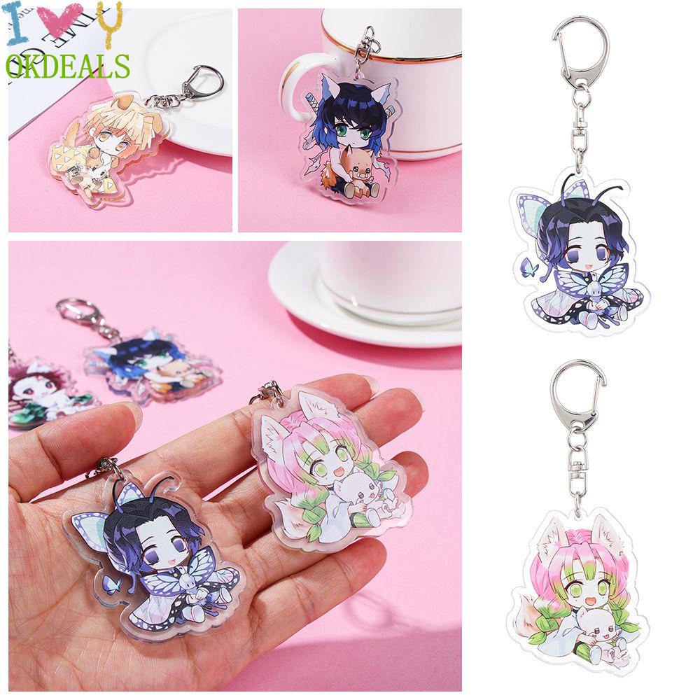 OKDEALS Double Keychain Acrylic Keychain Nezuko Genya Shinjurou Tengen Mitsuri Anime Shinobu  Acrylic Tanjiro No Yaiba Acrylic Kimetsu Muichirou