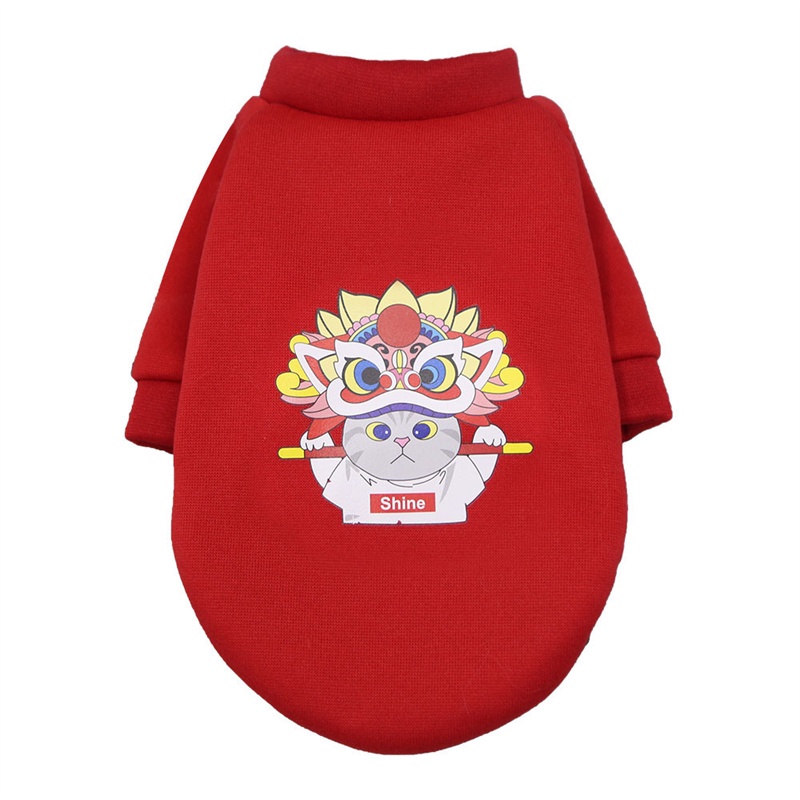 Thú Cưng Mùa Thu Và Mùa đông ấm áp Bắc Kinh Opera Khuôn Mặt Trang điểm In ấn Quần áo Mèo Và Chó Thời Trang In Hoa Quần áo Vừa Và Nhỏ