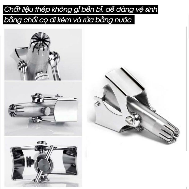 Dụng cụ cắt tỉa lông mũi cao cấp có kèm vỏ hộp và chổi vệ sinh,bằng thép không gỉ.(p,m)