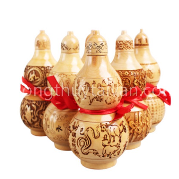 Hồ lô GỖ ĐÀO phong thủy(chiêu tài,hòa hợp,bình an...) 2 size(10.5 cm,13.5cm)