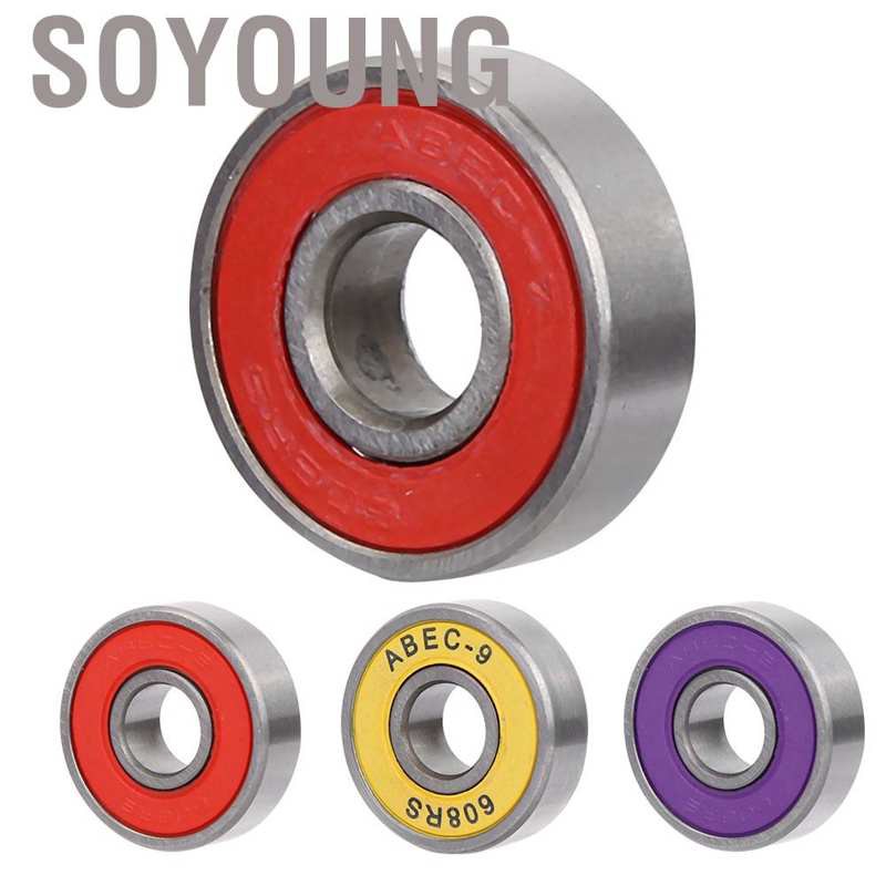 Soyoung Skateboard Bearings Pack of 8 Slime ABEC-7/9 608RS Scooter Ball Kit