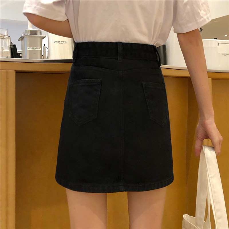 Xiaozhainv Chân váy denim phong cách Hàn Quốc