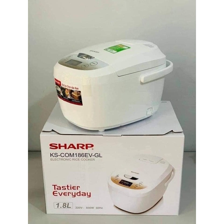 NỒI CƠM ĐIỆN SHARP 1,8L KS-COM186EV-GL - NẮP GÀI, BẢNG ĐIỂU KHIỂN ĐIỆN TỬ - CHỨC NĂNG HẸN GIỜ RẤT TIỆN LỢI