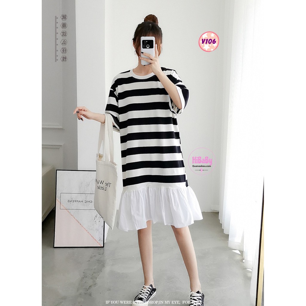 Váy Bầu Sau Sinh có thiết kế cho con bú V106