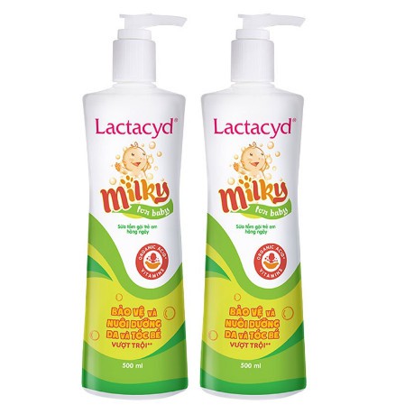 Bộ 2 Chai Sữa Tắm Gội Trẻ Em Lactacyd Milky 500ml/chai