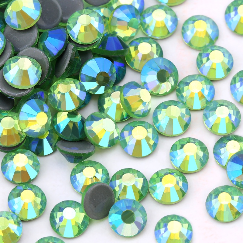 Đá AB Màu Xanh Lá Nhạt Đính Kim Cương Giả SS6-SS30 Sửa Chữa Quần Áo Nóng Bỏng