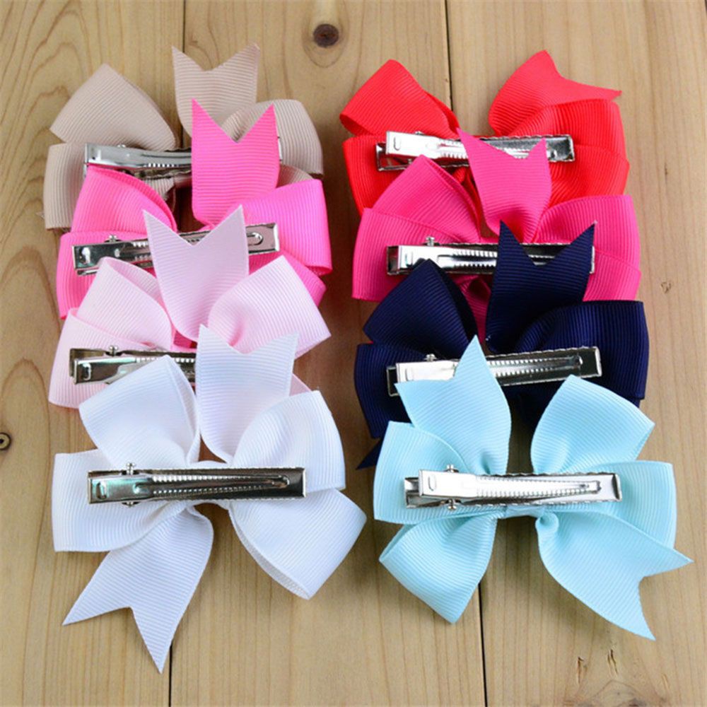 XIANSTORE 10pcs Color At Random Gifts Baby Headdress Solid Grosgrain Ribbon Barrette Butterfly Hairpin Bow Flower Children Floral Girl Hair Clip