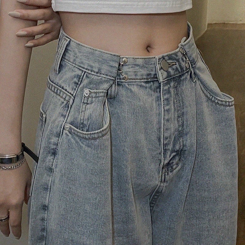 Quần jeans ống rộng cài eo hot 2022 ( 3 màu đen, trắng, xanh )