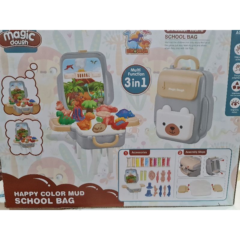 Balo bột nặn công viên khủng long đa năng cho bé, hộp 38.5cm, mã 8628 siêu ngầu.