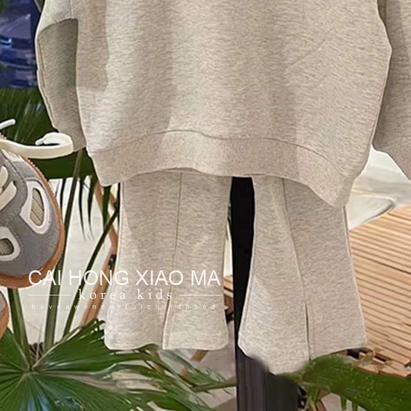 Bộ Đồ Thời Trang Mùa Thu 2022 Gồm Áo Thun Cổ Tròn In Chữ Phong Cách Hàn Quốc + Quần Dài Cho Bé Gái