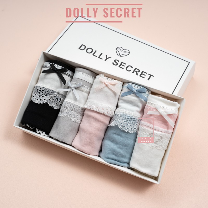 Quần lót nữ cotton viền ren đáng yêu kháng khuẩn dễ thương nữ tính nhiều màu DOLLY SECRET QL017 | BigBuy360 - bigbuy360.vn