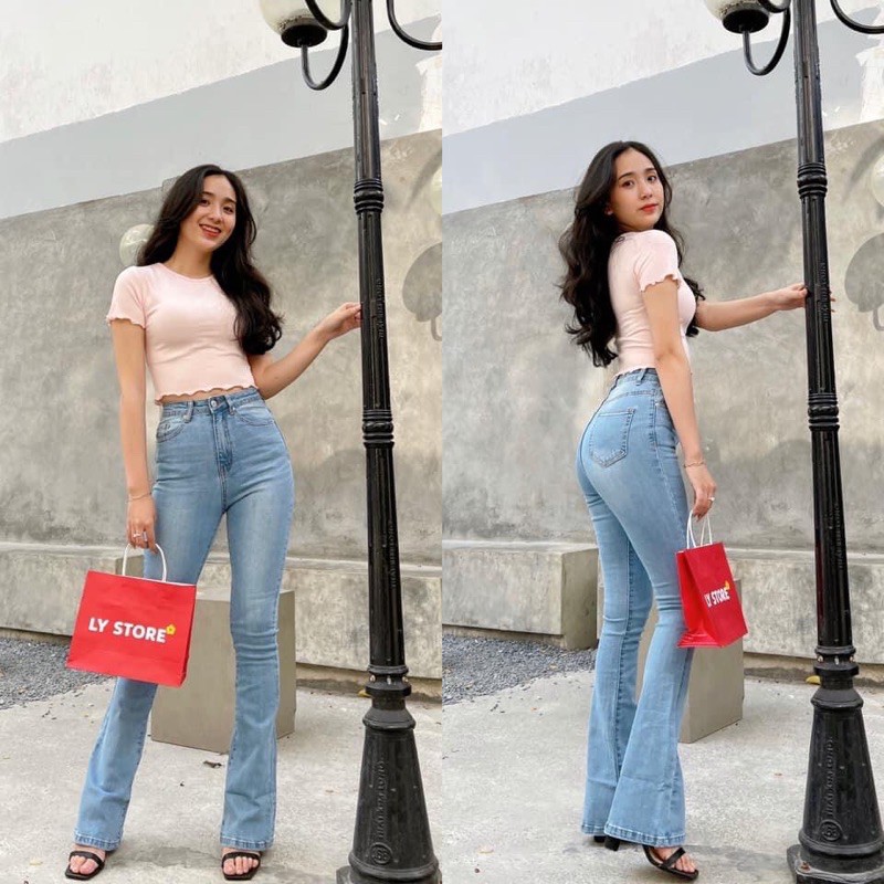 QUẦN JEANS ỐNG LOE DÁNG DÀI 4 MÀU THỜI TRANG