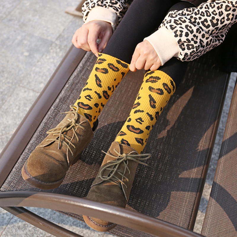 Youyo Vớ Cotton Cổ Vừa Họa Tiết Da Báo / Động Vật Vui Nhộn Phong Cách Harajuku Mới Lạ Cho Nữ