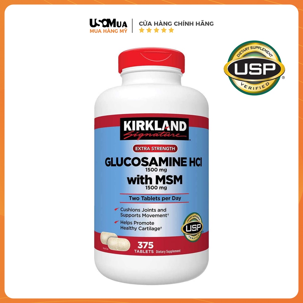 Viên Uống Bổ Khớp Kirkland Glucosamine HCL MSM 1500mg 375 Viên