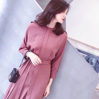 Đầm váy freesize hồng đậm cổ tròn